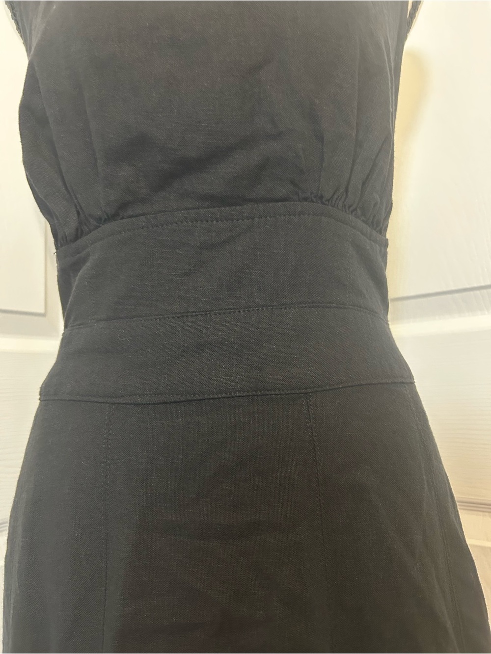 NWT Rachel Zoe Linen Blend Black Criss Cross Back Maxi Dress Sz 8 - Picture 9 of 12